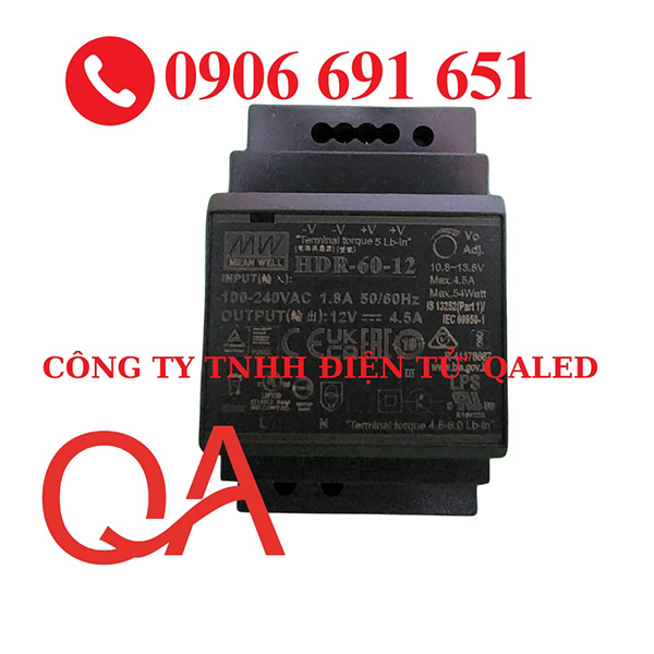 Nguồn Meanwell HDR-60-12 - LED QALED - Công Ty Trách Nhiệm Hữu Hạn Điện Tử QALED